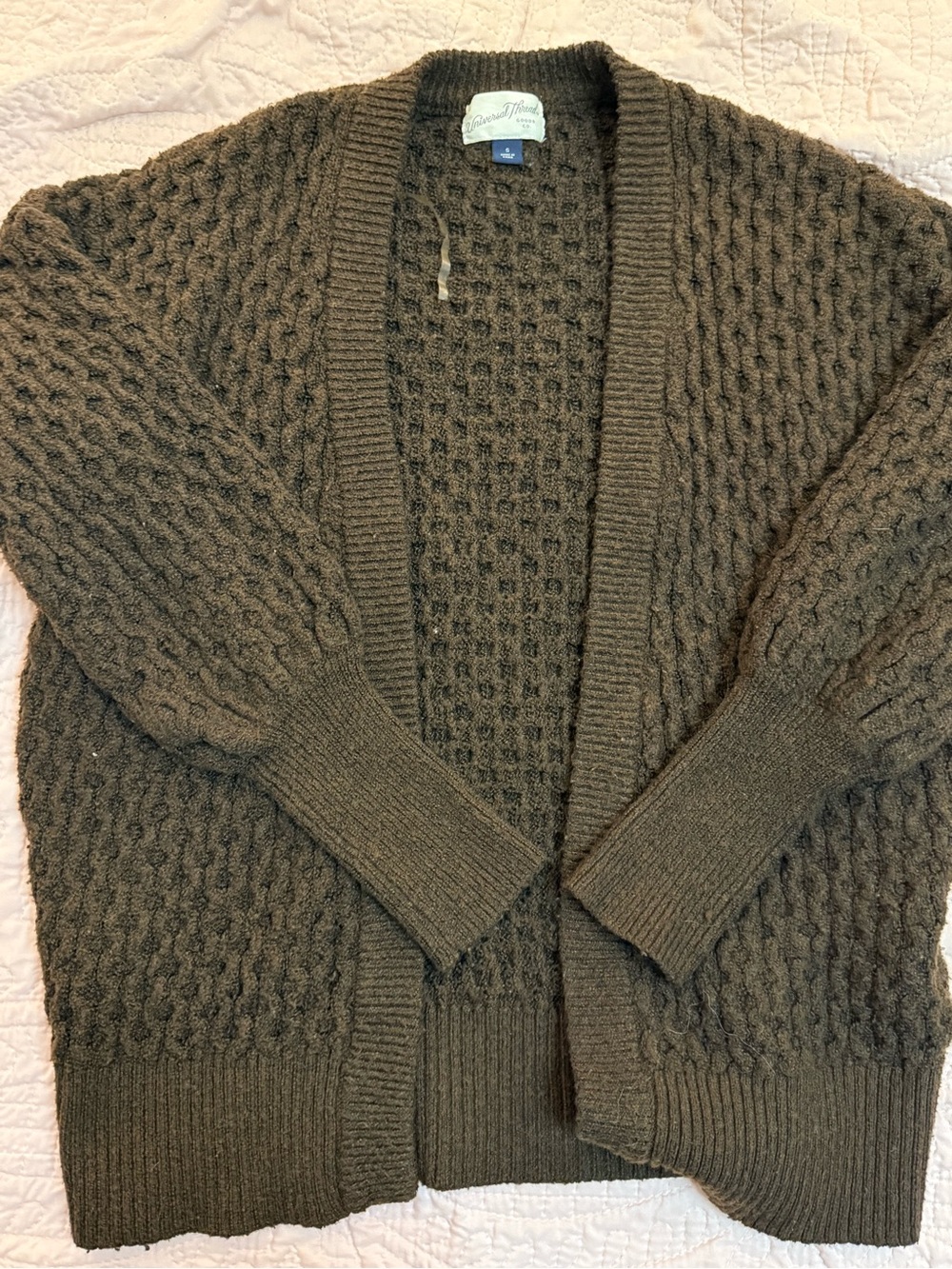 Universal Thread Brown Waffle Knit Open Cardigan
